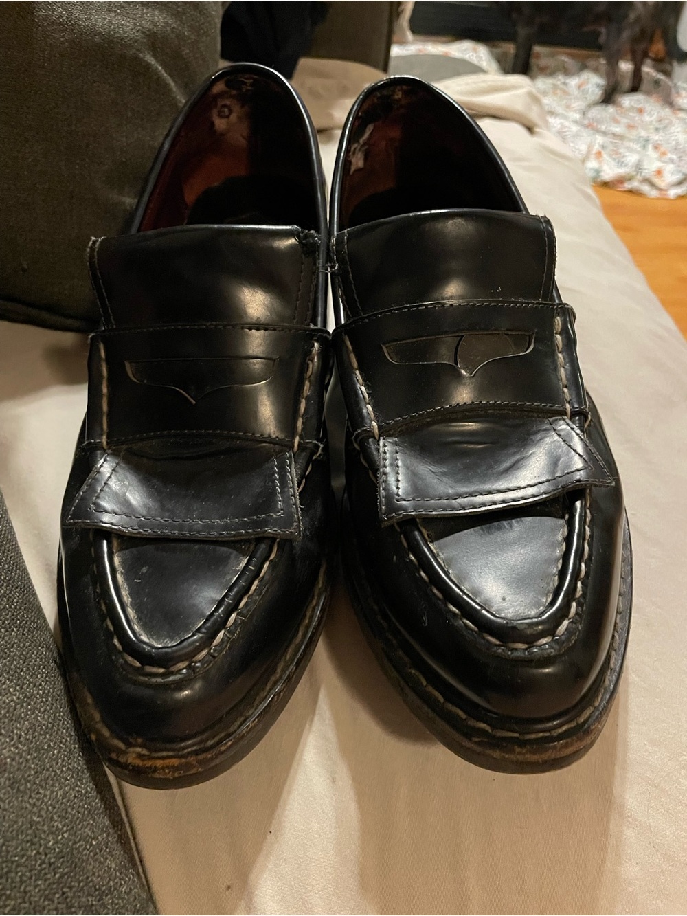 Rag and Bone Black Leather Slip-On Penny Loafers